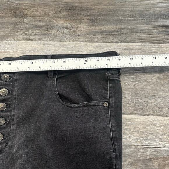 American Eagle Black Women 24 Exposed Buttonfly Wide Flare Leg Bell Jeans 42" - Picture 9 of 14